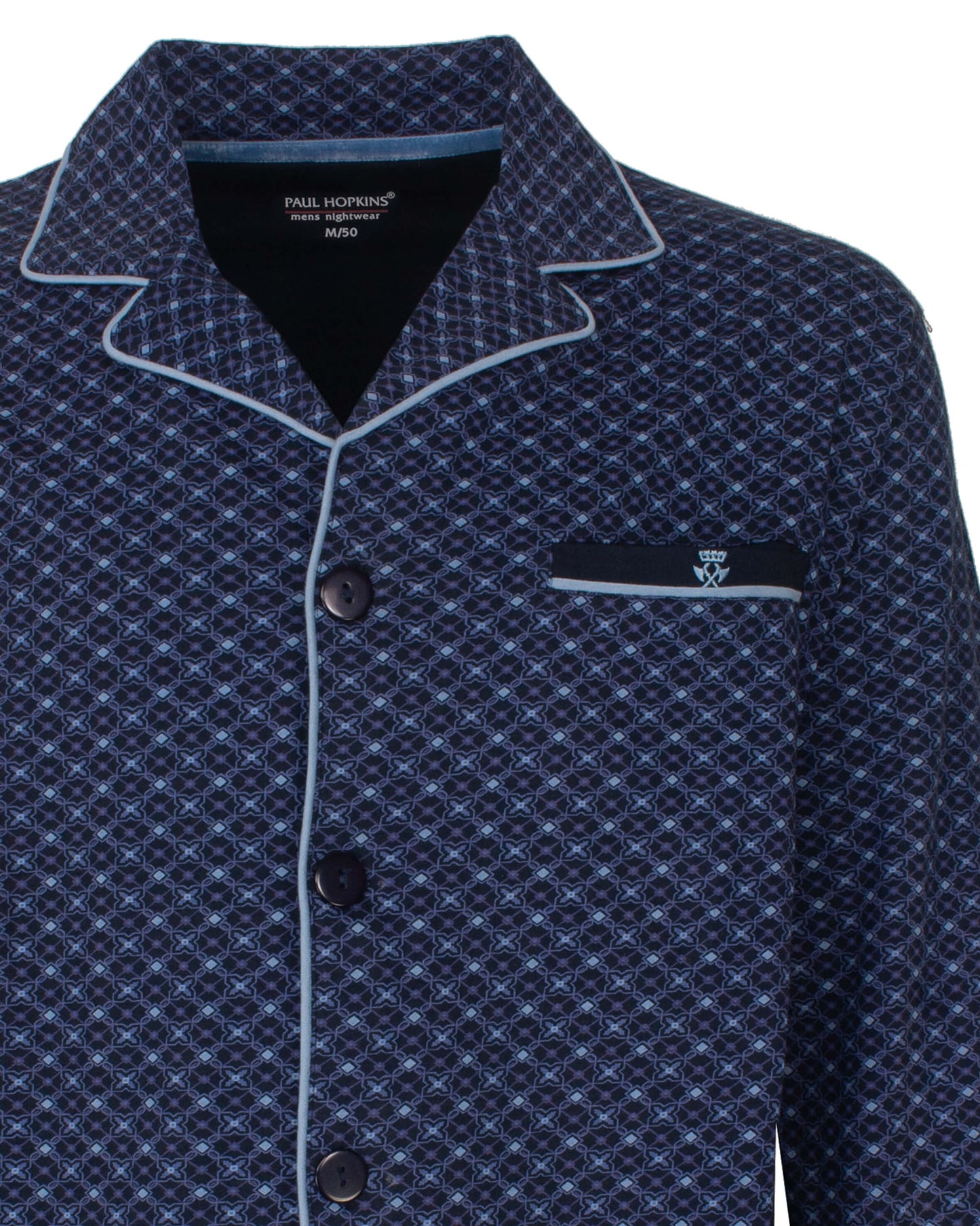 Paul Hopkins Heren Pyjama - Doorknoop -Katoen - Donker Blauw - afbeelding 6