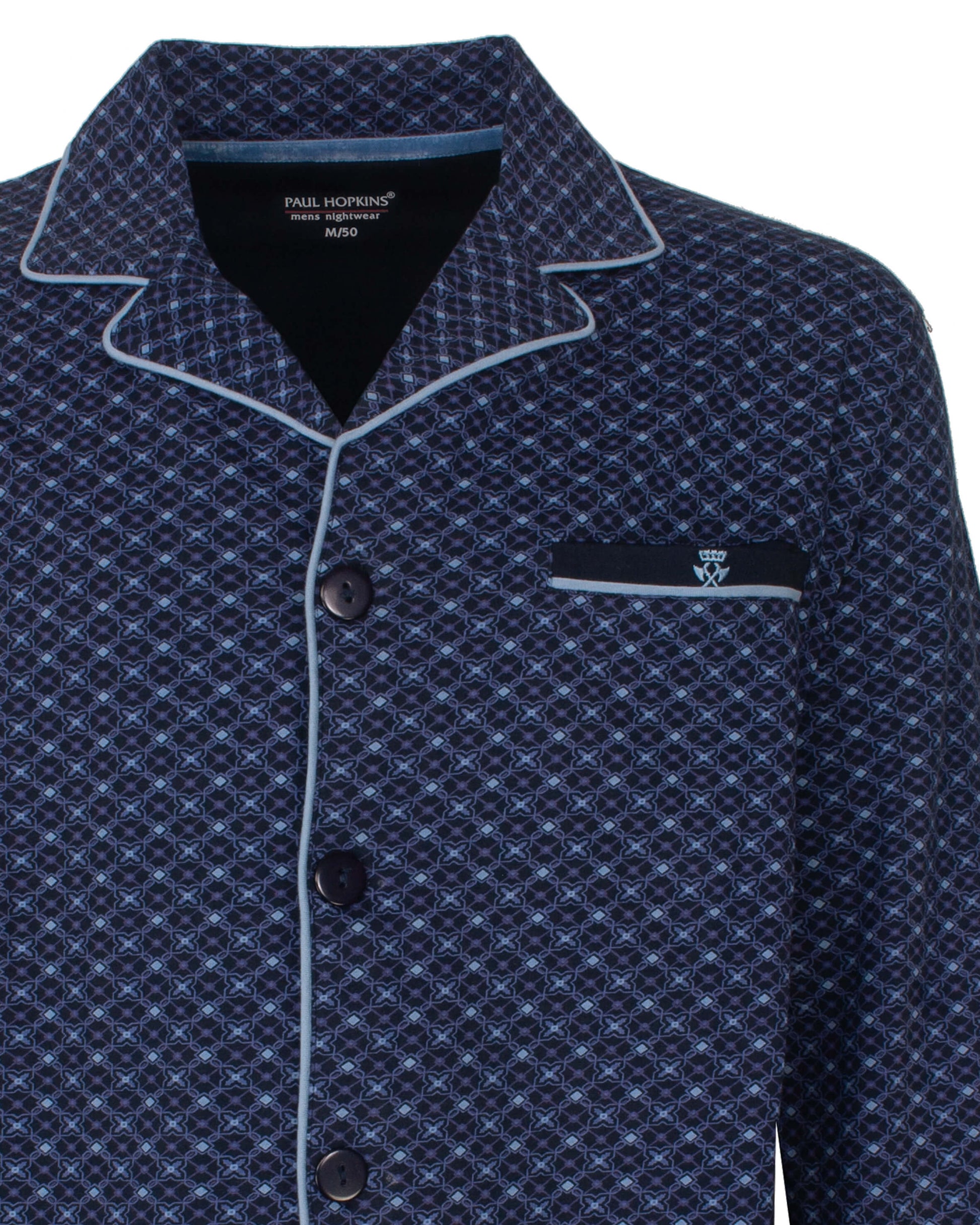 Paul Hopkins Heren Pyjama - Doorknoop -Katoen - Donker Blauw - afbeelding 6