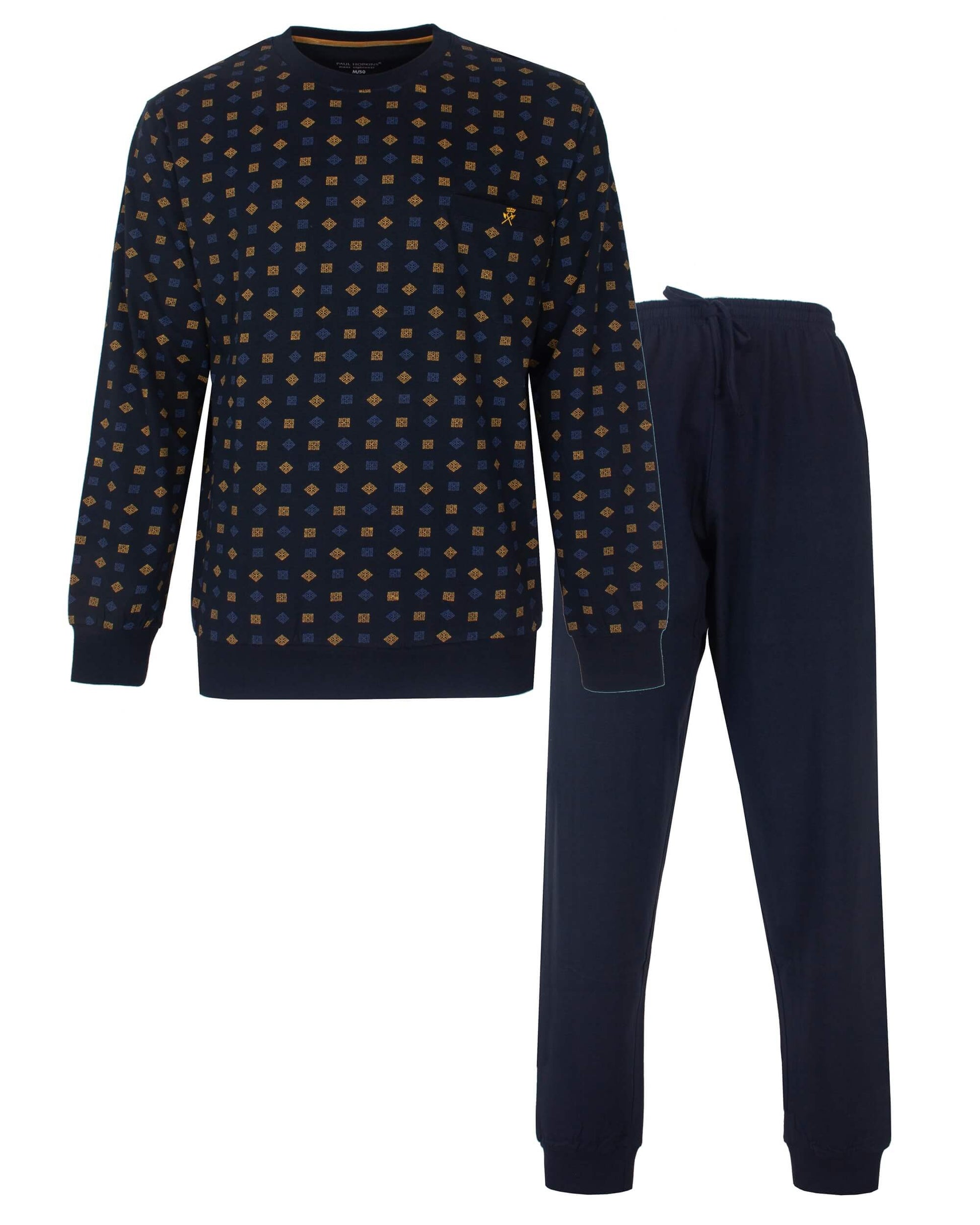 Paul Hopkins Heren Pyjama -  Ronde Hals -  Donker Blauw - vooraanzicht