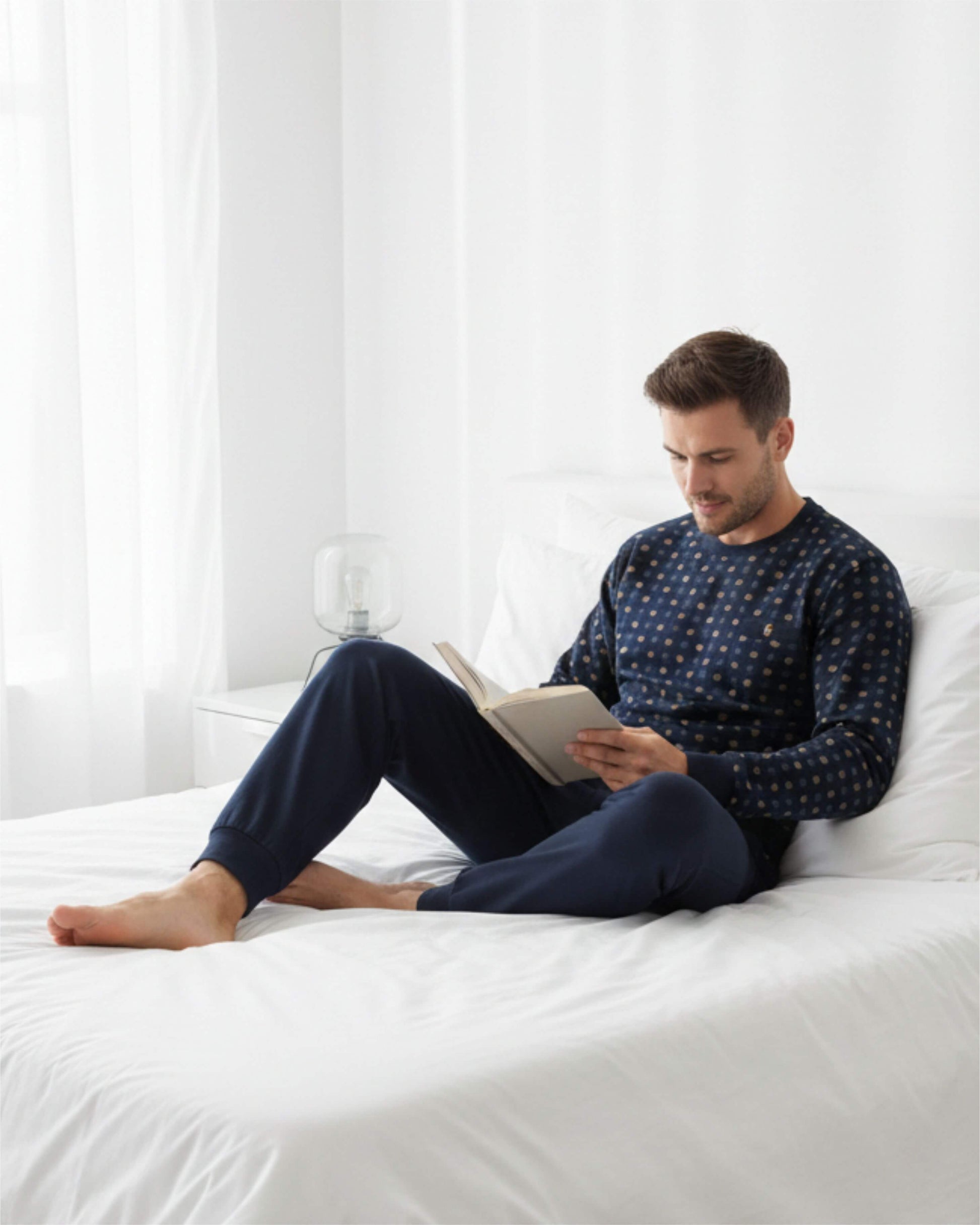 Paul Hopkins Heren Pyjama -  Ronde Hals -  Donker Blauw - achteraanzicht