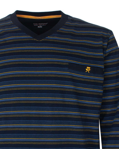 Paul Hopkins Heren Pyjama -  Gestreept -  V-hals - Donker Blauw - afbeelding 5