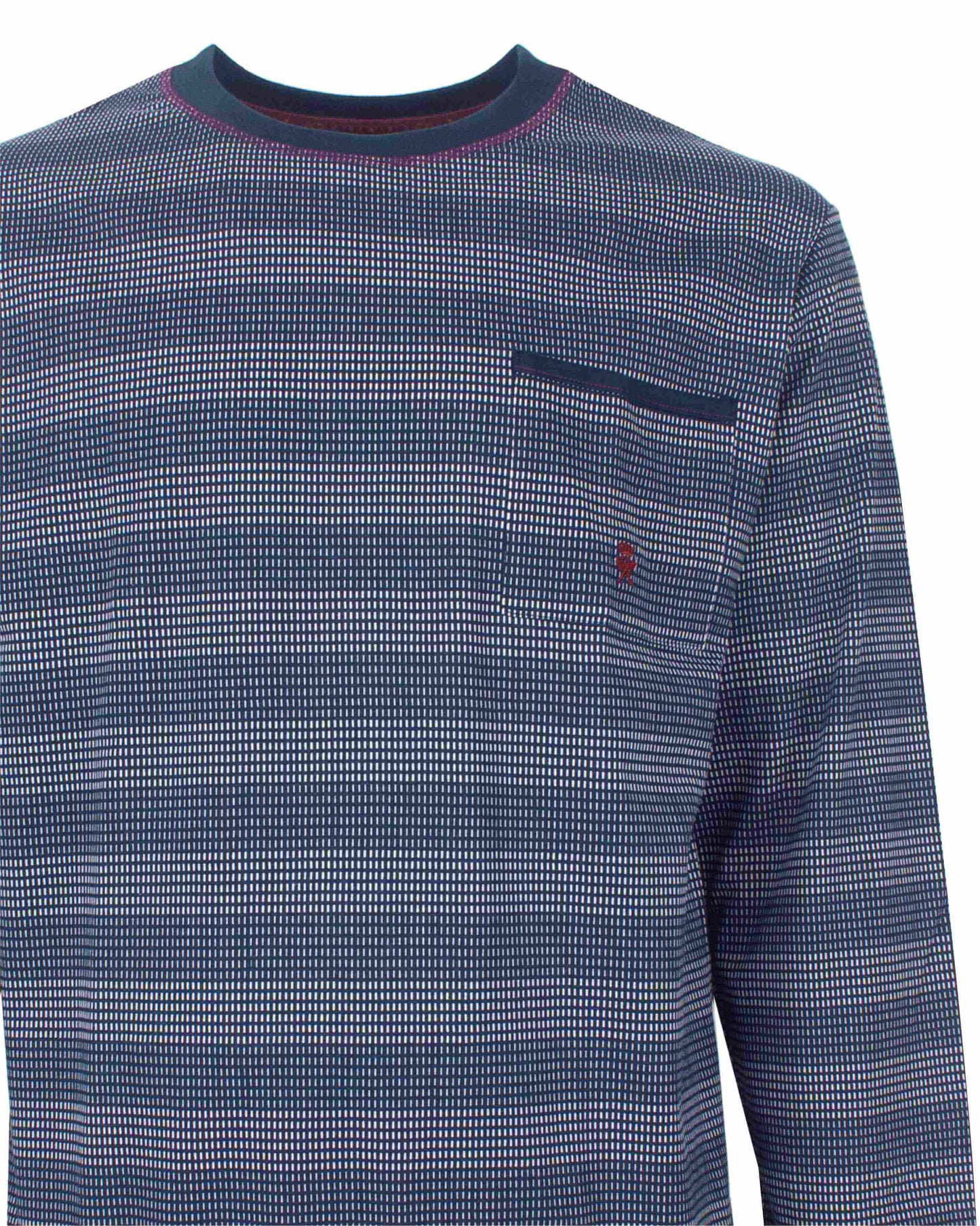 Paul Hopkins Heren Pyjama -  Ronde Hals - Lange Mouwen - Donker Blauw - achteraanzicht