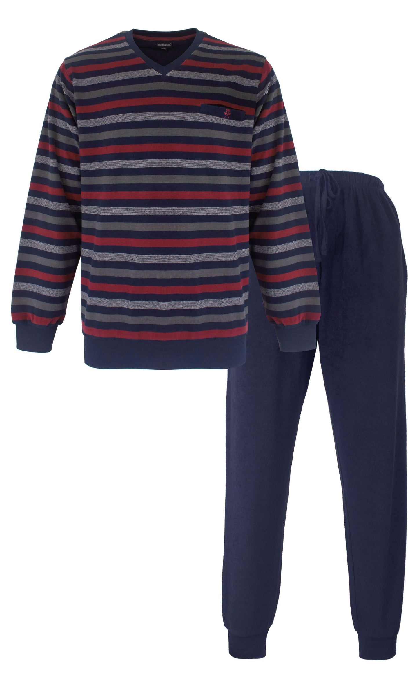 Paul Hopkins Heren  Pyjama - Badstof - Lange Mouwen  Donker Blauw - vooraanzicht