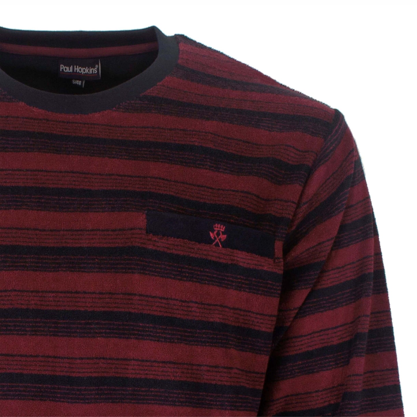 Paul Hopkins Heren Pyjama - Badstof - Lange Mouwen -  Navy - detail