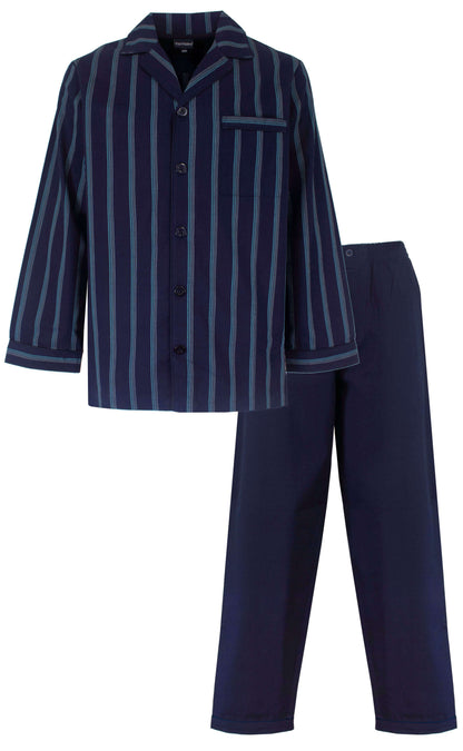 Paul Hopkins Heren Pyjama -  Geweven - Lange Mouwen -  Donker Blauw - vooraanzicht