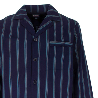 Paul Hopkins Heren Pyjama -  Geweven - Lange Mouwen -  Donker Blauw - detail