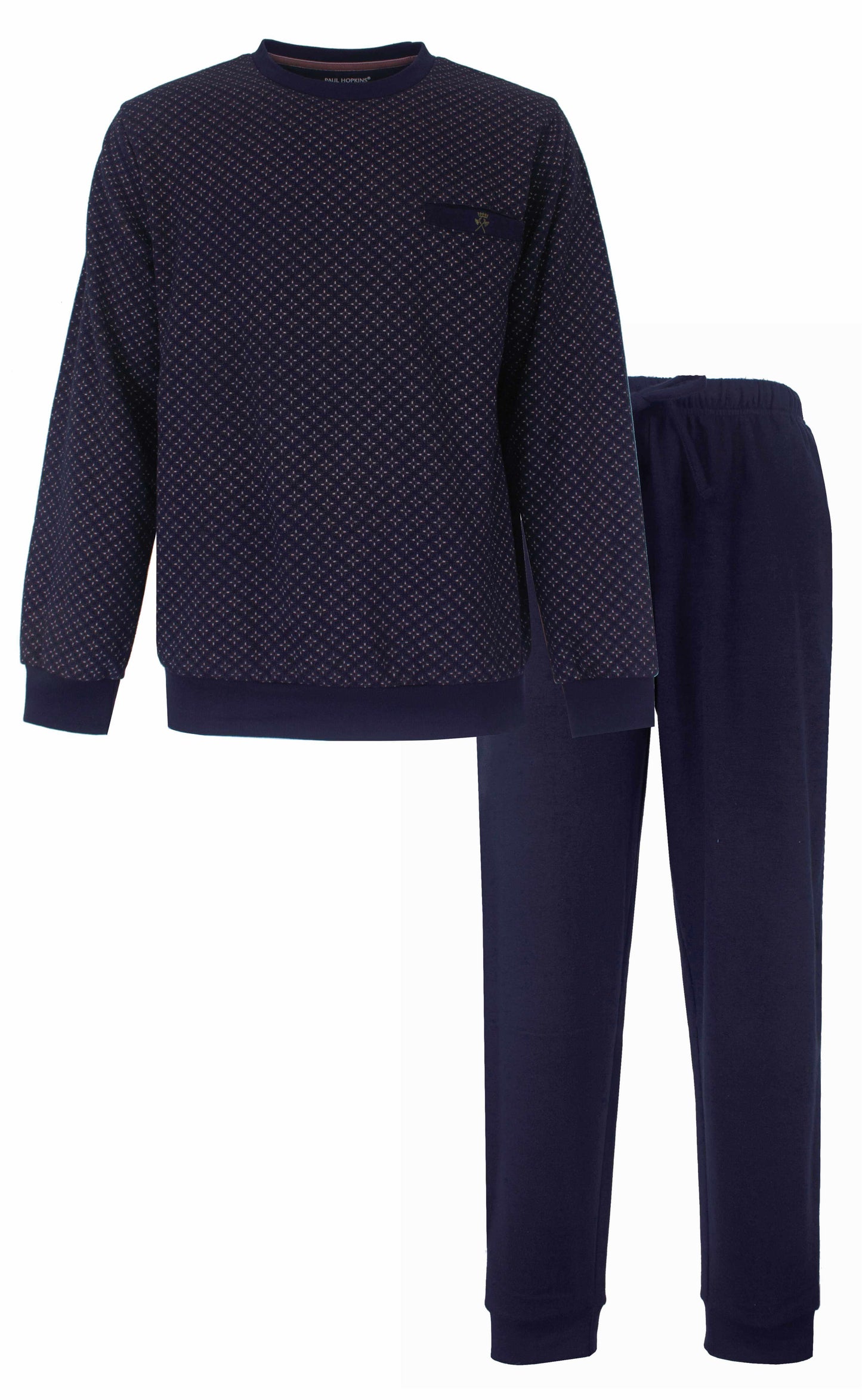 Paul Hopkins Heren Fleece Pyjama - Lange Mouwen - Donker Blauw - vooraanzicht