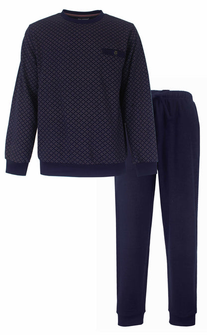 Paul Hopkins Heren Fleece Pyjama - Lange Mouwen - Donker Blauw - vooraanzicht