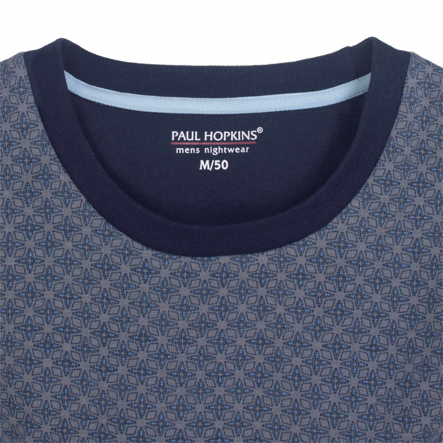 Paul Hopkins Heren Fleece Pyjama - Katoen - Lange Mouwen -  Blauw - detail