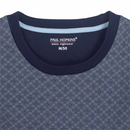 Paul Hopkins Heren Fleece Pyjama - Katoen - Lange Mouwen -  Blauw - detail
