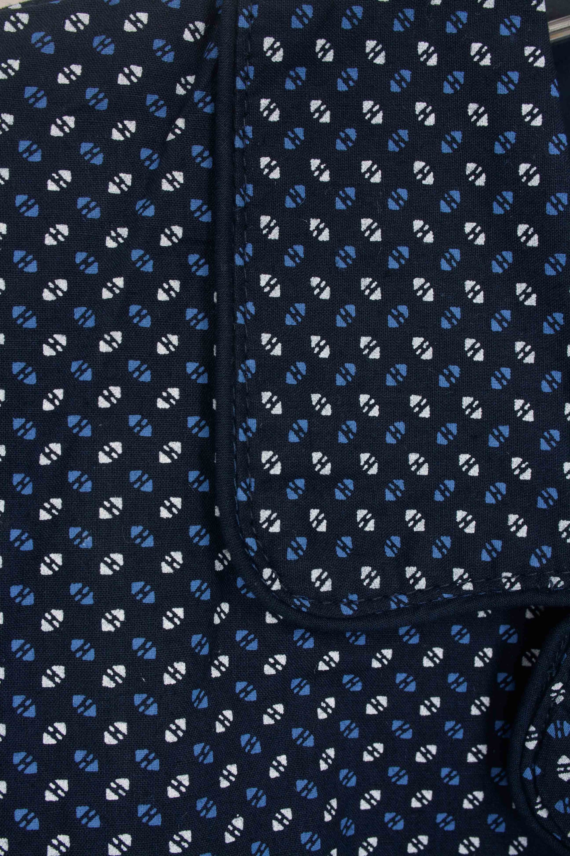  Paul Hopkins Heren Geweven Pyjama -  Doorknoop - lange Mouwen - Donker Blauw  - detail