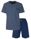 Paul Hopkins Heren Shortama - Gestreept - Polosluiting - Blauw