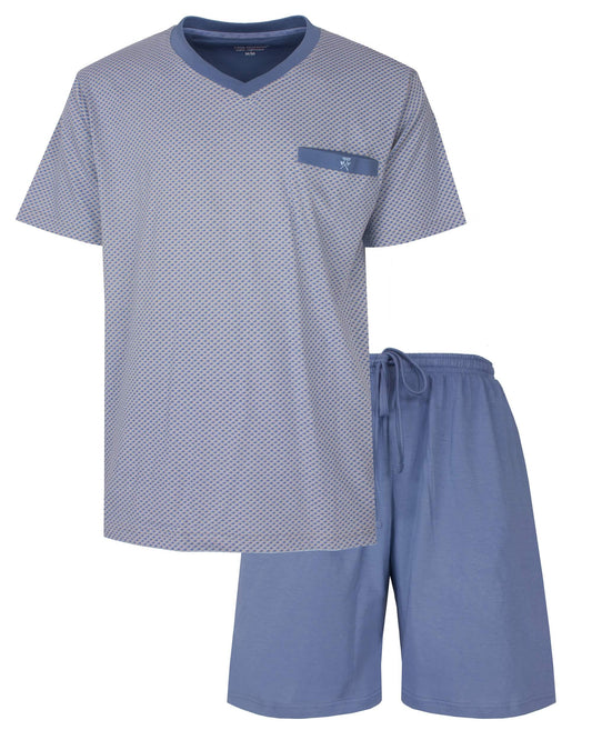 Paul Hopkins Heren Shortama -  V-hals - Korte Mouwen - Licht Blauw - vooraanzicht