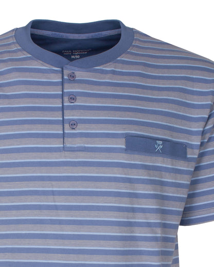 Paul Hopkins Heren Shortama - Gestreept - Polosluiting - Licht Blauw - afbeelding 5