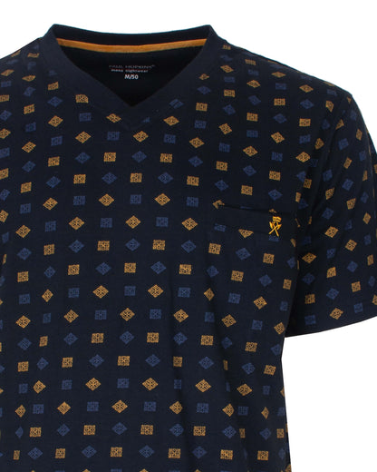 Paul Hopkins Heren Shortama - V-hals -  Donker Blauw - detail