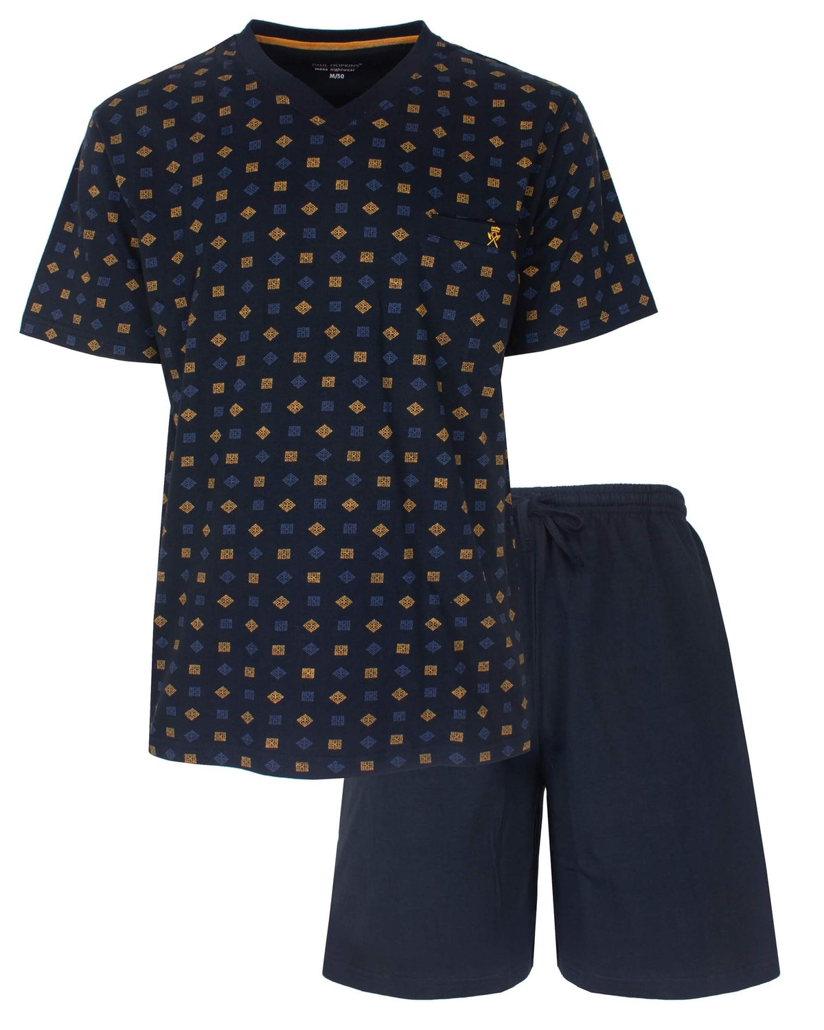Paul Hopkins Heren Shortama - V-hals -  Donker Blauw - vooraanzicht