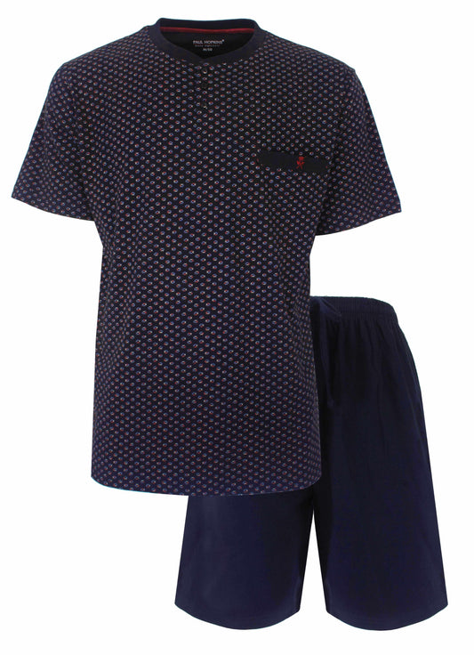 Paul Hopkins Heren Shortama - korte Mouwen -  Donker Blauw - vooraanzicht