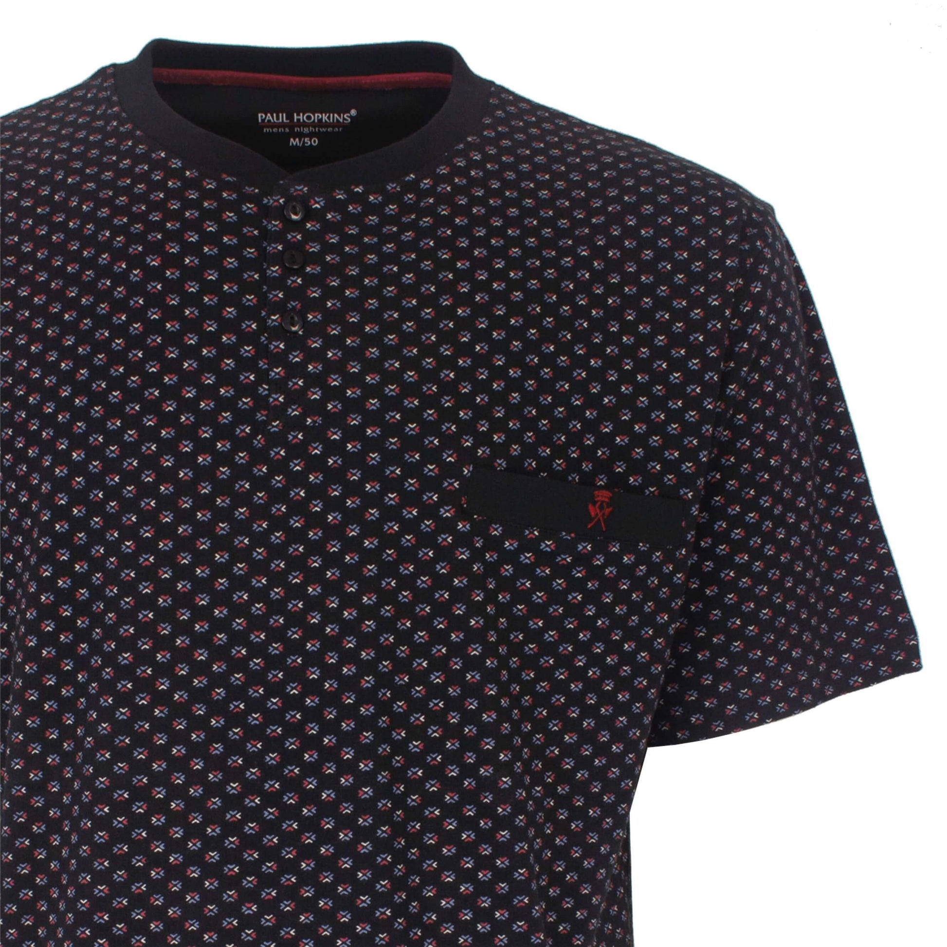 Paul Hopkins Heren Shortama - korte Mouwen -  Donker Blauw - detail