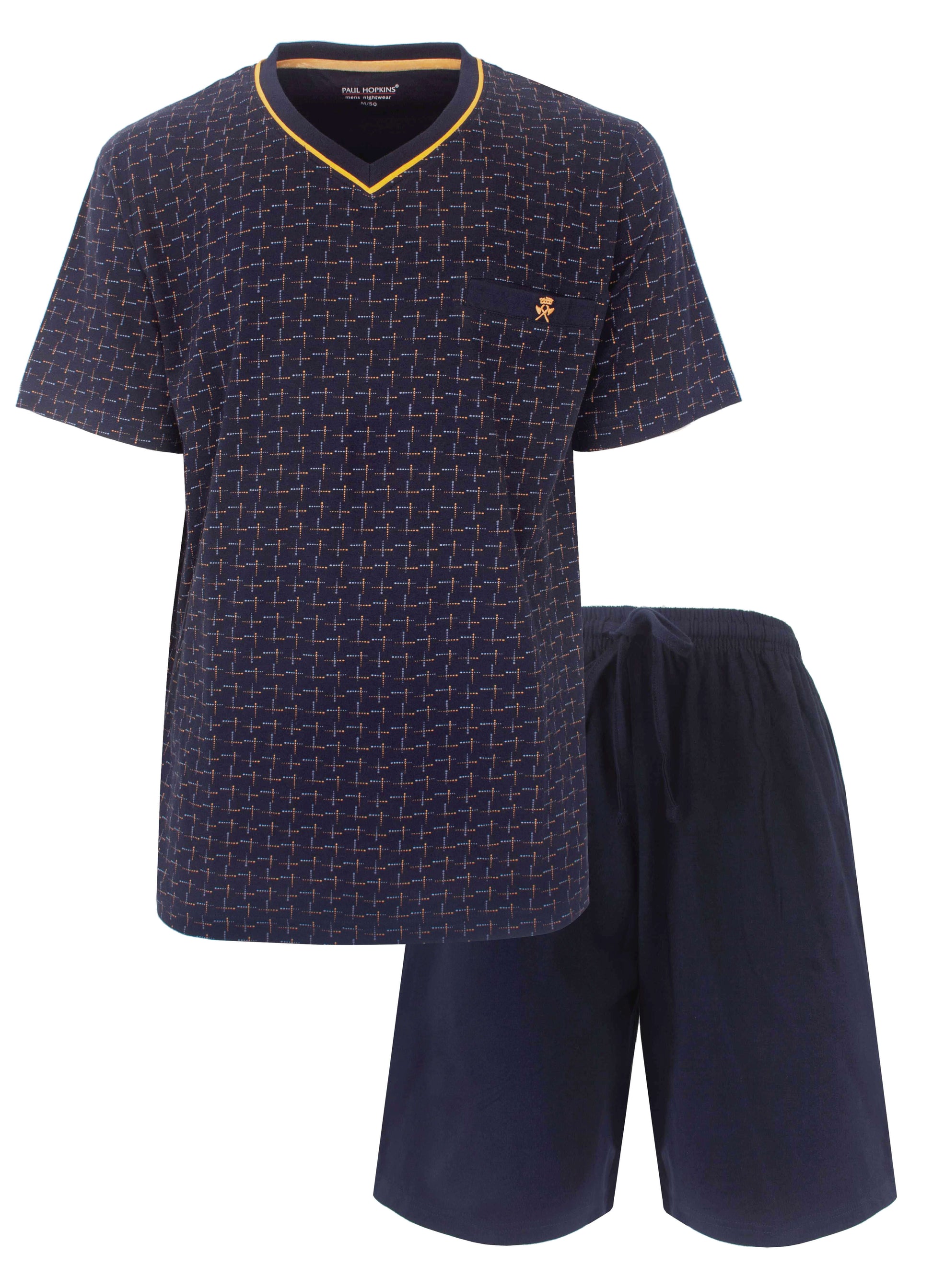  Paul Hopkins heren shortama - Korte Mouwen- Donker Blauw.  - vooraanzicht