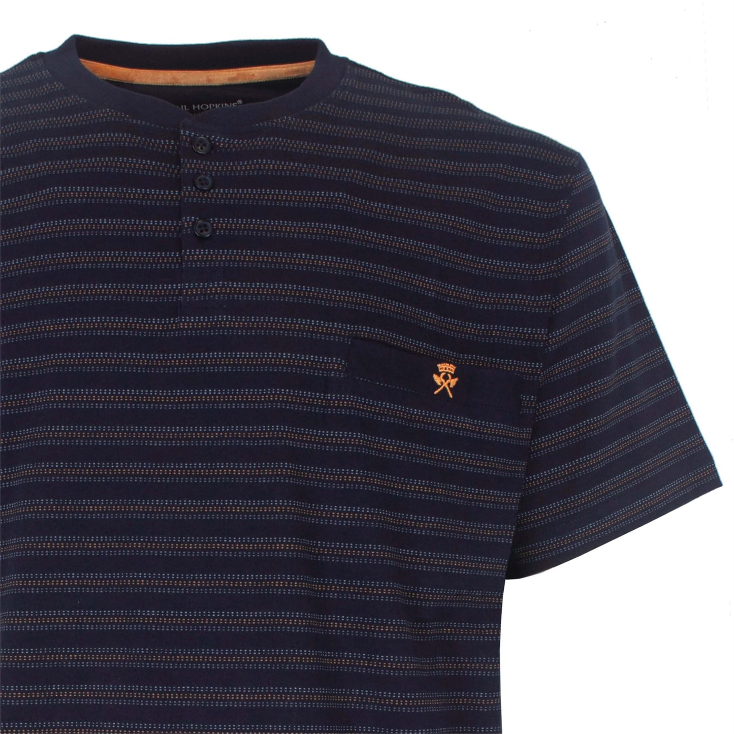 Paul Hopkins Heren Shortama - korte Mouwen - Katoen -  Donker Blauw. - detail