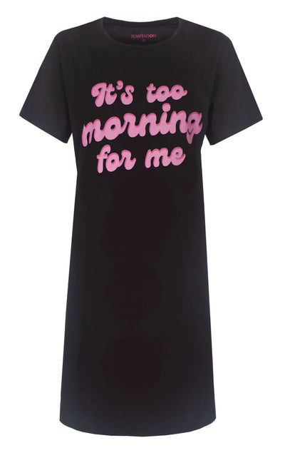 Temptation Dames Bigshirt - Roze Tekstprint - Zwart