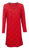 Temptation Dames Nachthemd - Bigshirt - Panterprint - Rood
