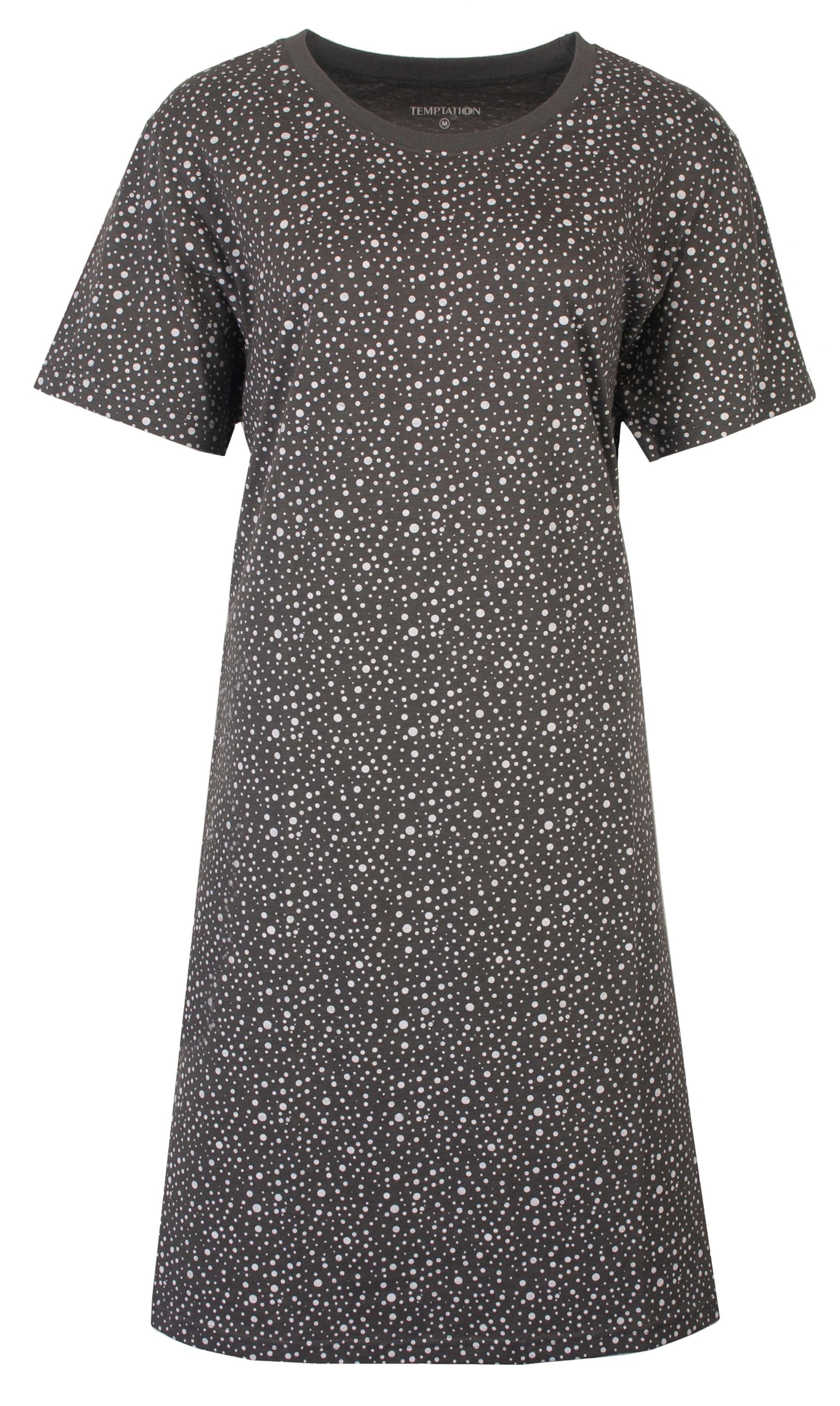 Aseniza dames nachthemd met korte mouwen, katoenen nachtkleding, negligé, losse pasvorm, kort zomer slaapshirt, knielang nachtjurk, A-grijs, 3XL Aseniza dames nachthemd met korte mouwen, katoenen nachtkleding, negligé, losse pasvorm, kort zomer slaapshirt, knielang nachtjurk, A-grijs, 3XL