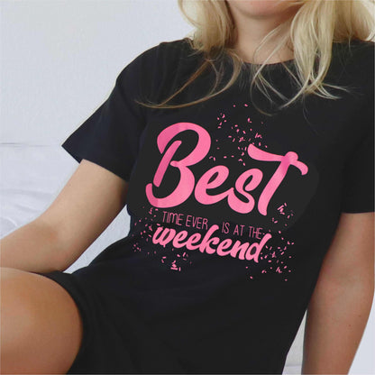 Temptation Dames Nachthemd - Big Shirt - Korte Mouw - Zwart - achteraanzicht
