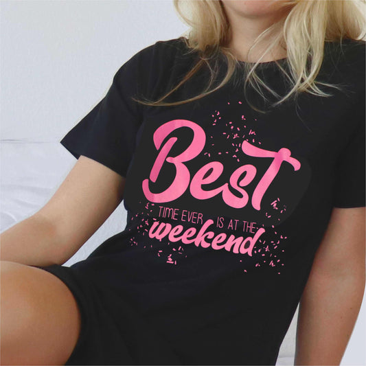 Temptation Dames Nachthemd - Big Shirt - Korte Mouw - Zwart - achteraanzicht