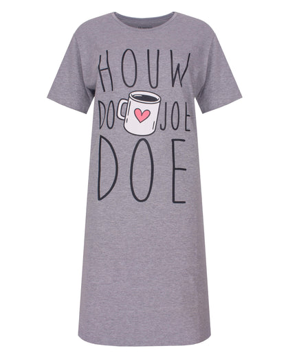 Temptation Dames Big Shirt - korte Mouwen - Grijs Melange - vooraanzicht