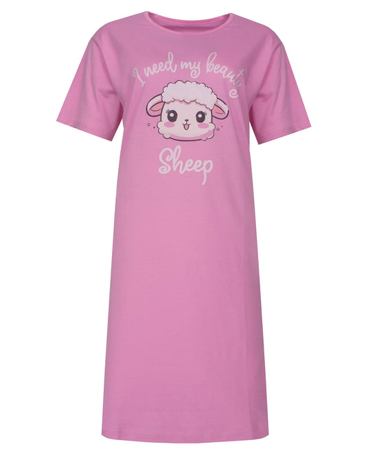 Temptation Dames Big Shirt - korte Mouwen -  Roze - vooraanzicht