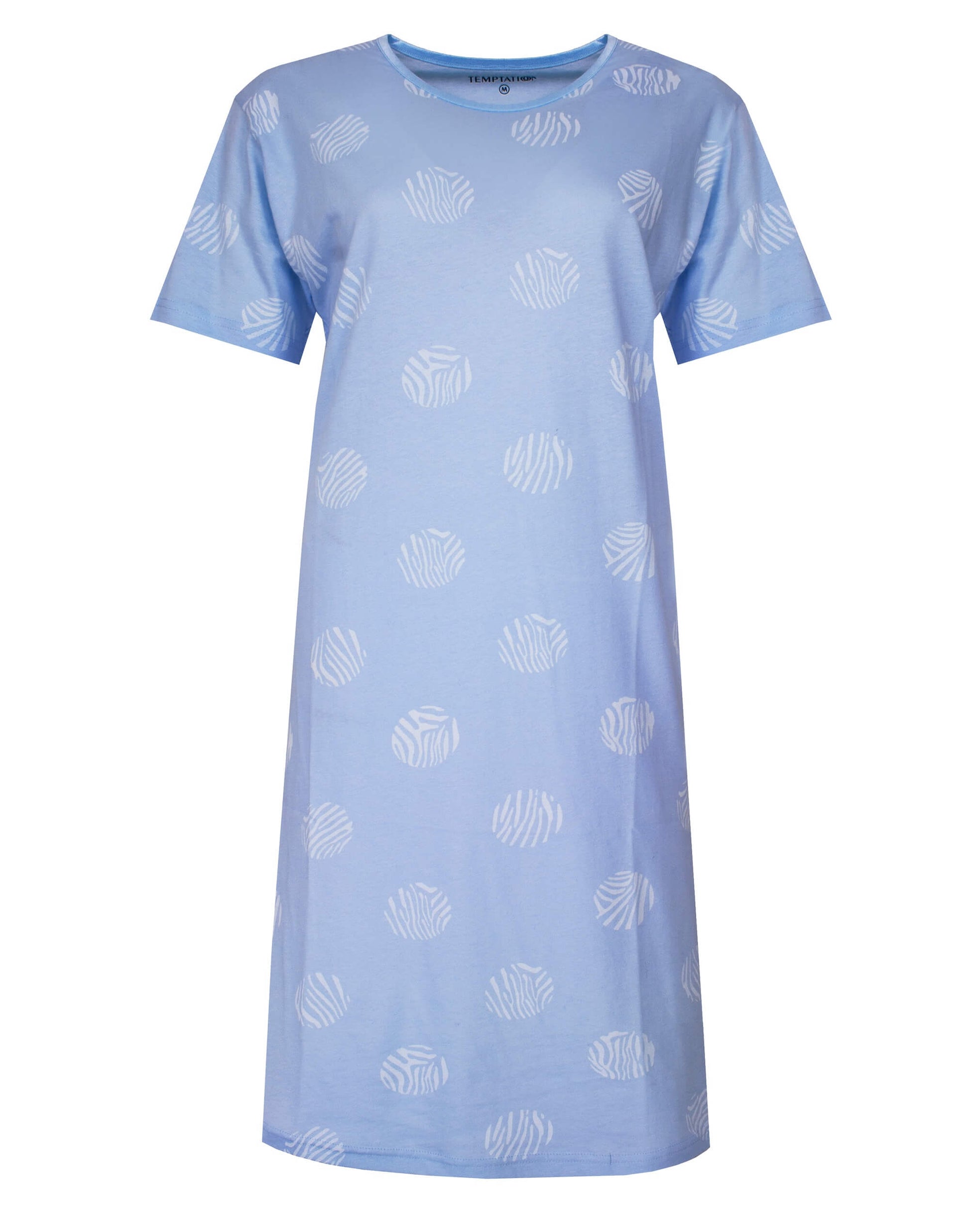 Temptation Dames Big Shirt - Korte Mouwen -  Blauw - vooraanzicht