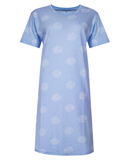 Temptation Dames Big Shirt - Korte Mouwen -  Blauw - vooraanzicht