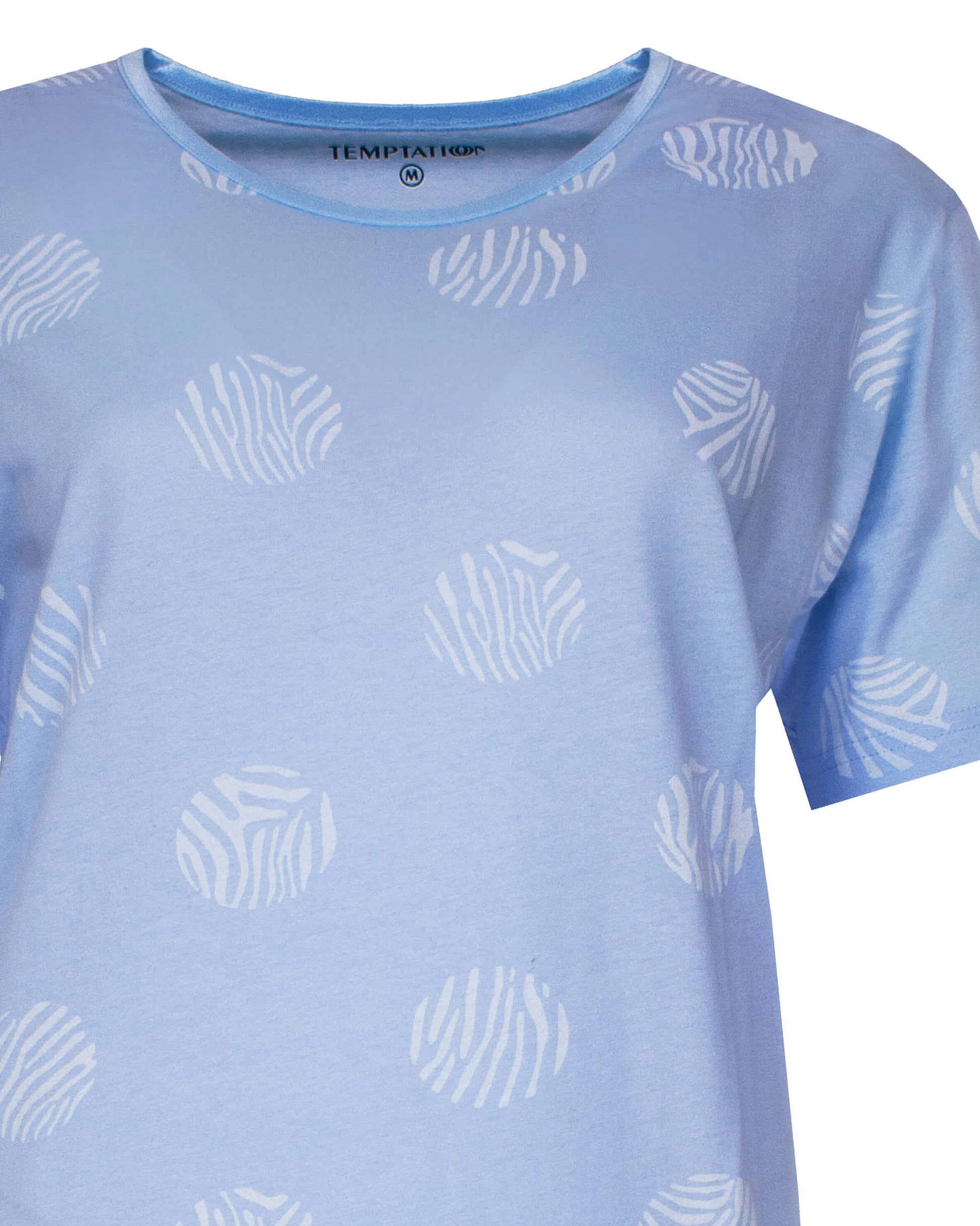 Temptation Dames Big Shirt - Korte Mouwen -  Blauw - detail