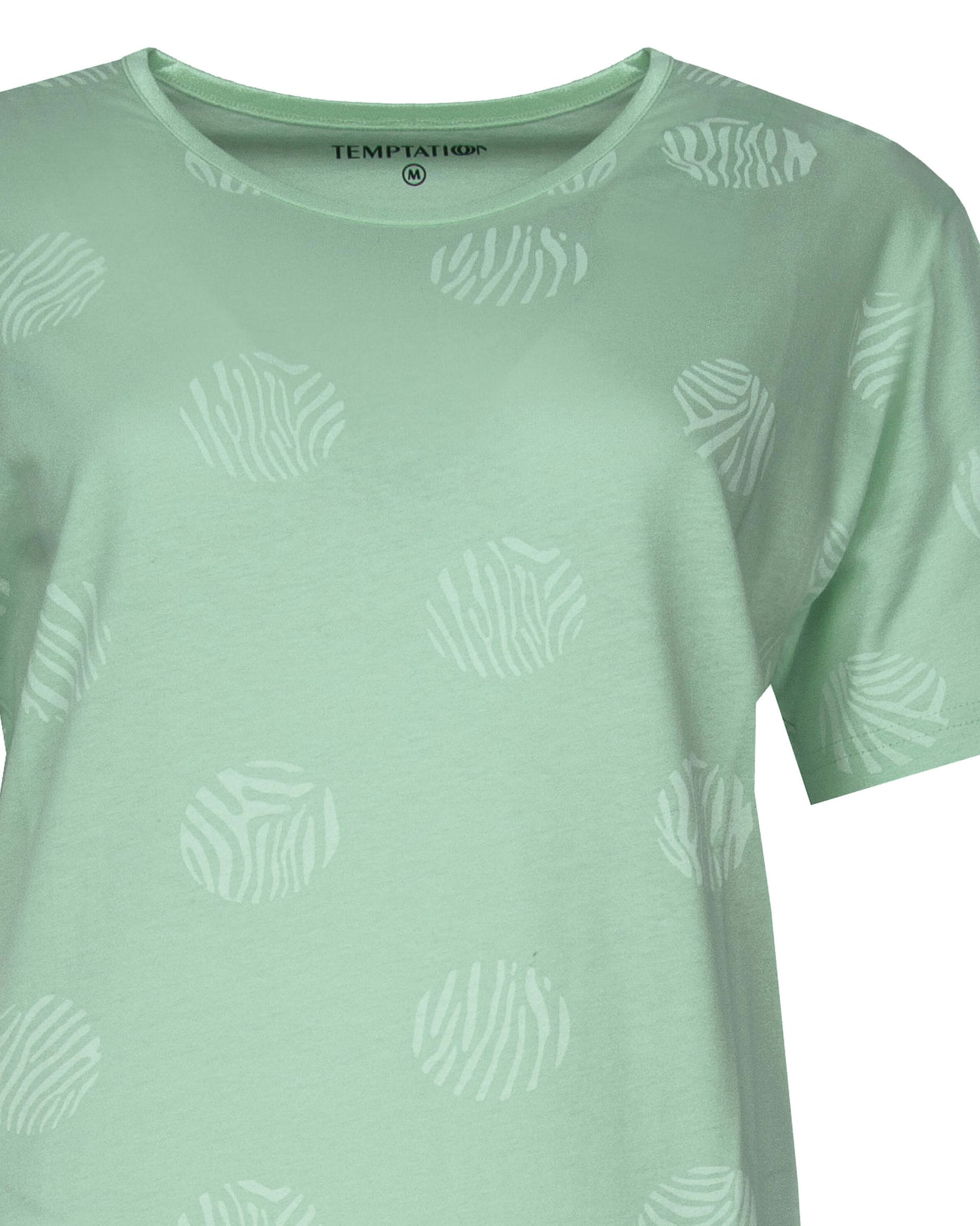 Temptation Dames Big Shirt - korte Mowen - Groen - detail