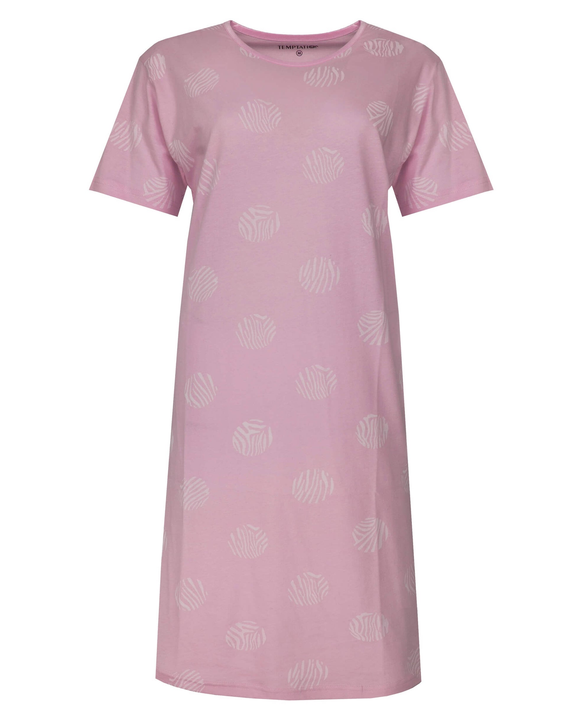 Temptation Dames Big Shirt - Korte Mouwen - Roze - vooraanzicht