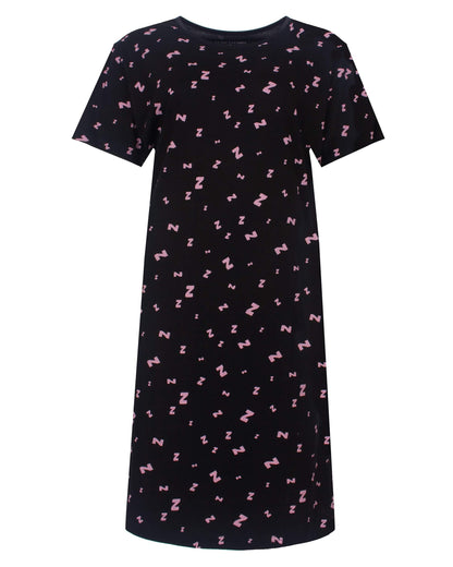Temptation Dames Big Shirt - Korte Mouwen - Zwart - vooraanzicht