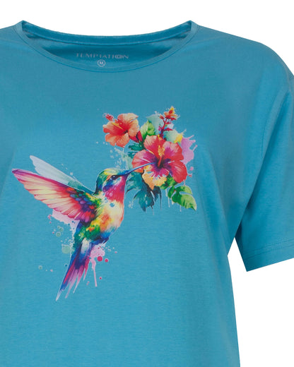 Temptation Dames Big Shirt - Korte Mouwen  - Blauw - detail