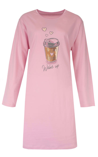  Temptation dames Big Shirt - Lange Mouwen -  Roze - vooraanzicht