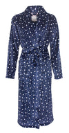 Tenderness Dames Badjas - Fleece - Sjaalkraag - Blauw