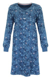 Tenderness Dames Nachthemd - Polo Sluiting - Blauw