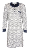 Tenderness Dames Nachthemd - Slaapkleed - Fleece - Blauw/Beige