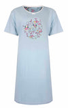 Tenderness Dames Nachthemd - Katoen - Korte Mouwen - Blauw