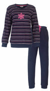 Tenderness Dames Pyjama - Badstof - Gestreept Dessin - Blauw