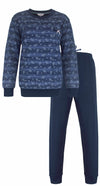 Tenderness Dames Pyjama - Fleece - Bloemen - Donker Blauw