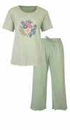 Tenderness Dames Pyjama - Katoen - 3/4 broek - Licht Groen