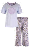 Tenderness Dames Shortama - Bloemen Print - Licht Blauw