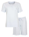 Tenderness Dames Shortama - Blad Patroon - Licht Blauw