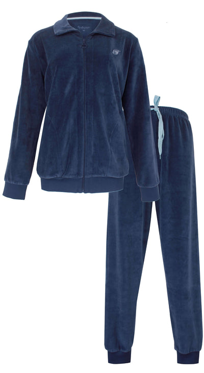 Tenderness dames Huispak  - Velours - Lange Mouwen -  Blauw