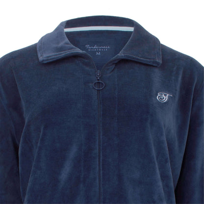 Tenderness dames Huispak  - Velours - Lange Mouwen -  Blauw - detail